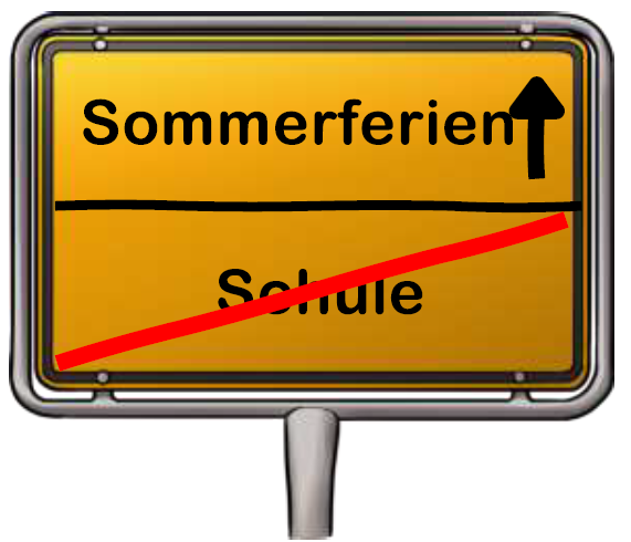 Schild zeigt Richtung Sommerferien